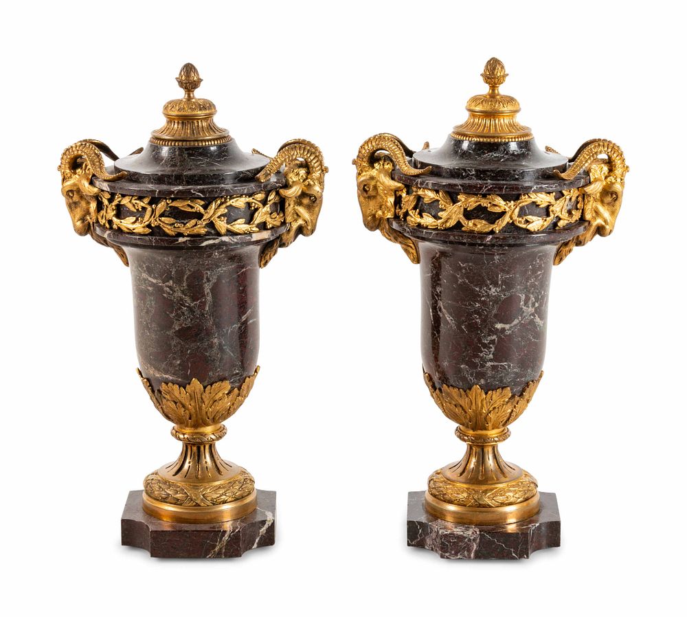 Appraisal: A Pair of Louis XVI Style Gilt Bronze Mounted Marble