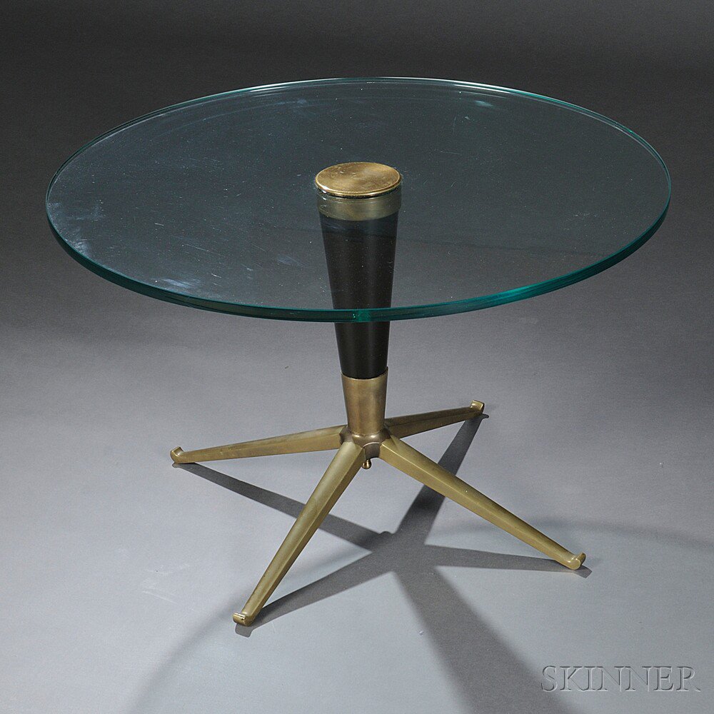 Appraisal: Italian Design Coffee Table Possibly Gio Ponti Glass brass wood