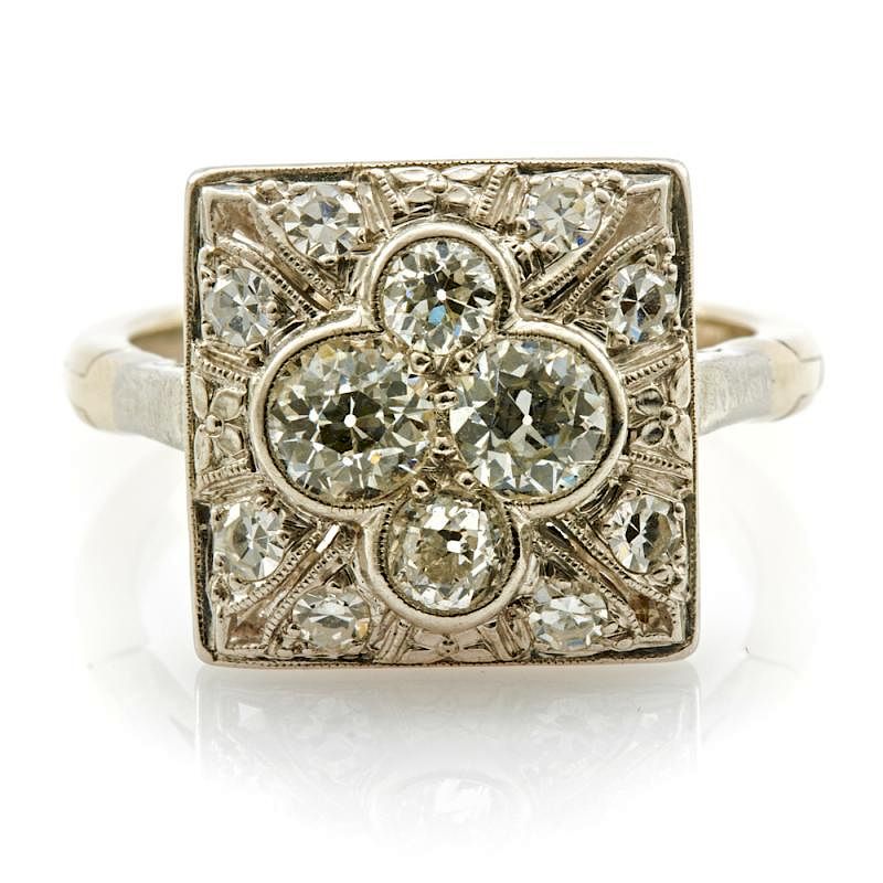 Appraisal: Platinum and diamond Art Deco ring Platinum and diamond Art