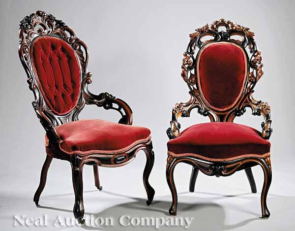 Appraisal: A Pair of Napoleon III Carved Rosewood and Ebonized Lady's