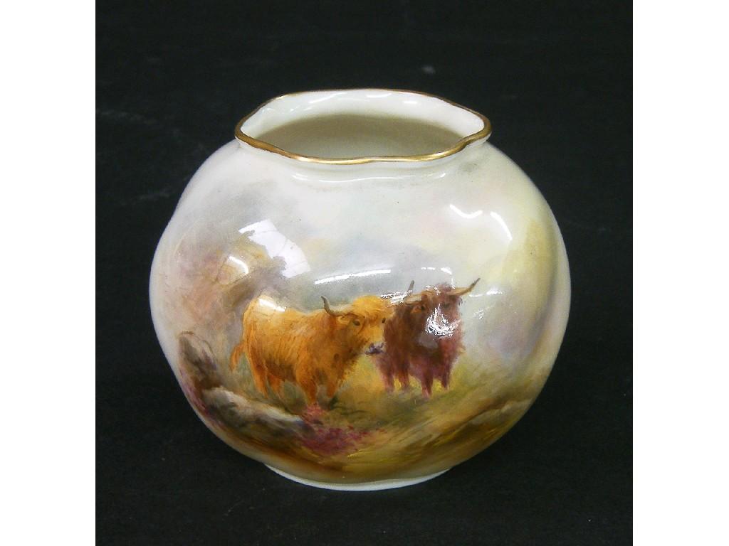 Appraisal: Small Royal Worcester ovoid vase by Stinton the wrythen fluted