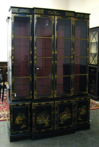 Appraisal: Vintage Chinoiserie China Cupboard four glass drawers over four cupboard