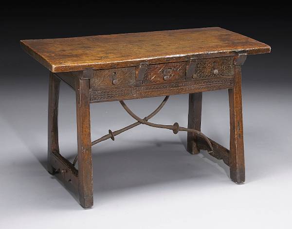 Appraisal: A Spanish Baroque walnut table late th century The rectangular