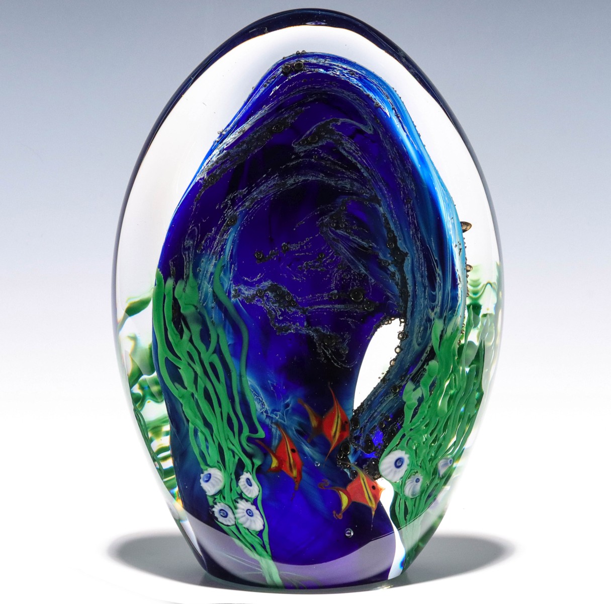 Appraisal: OCEAN WAVE PAPERWEIGHT W AQUATIC LIFE SIGNED ZELLIQUE The large