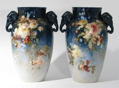 Appraisal: A pair of Eugene Schopin Montigny sur Loing Barbotine vases