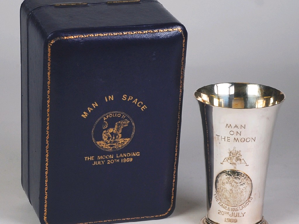 Appraisal: SILVER BEAKER COMMEMORATING 'MAN ON THE MOON - THE EAGLE