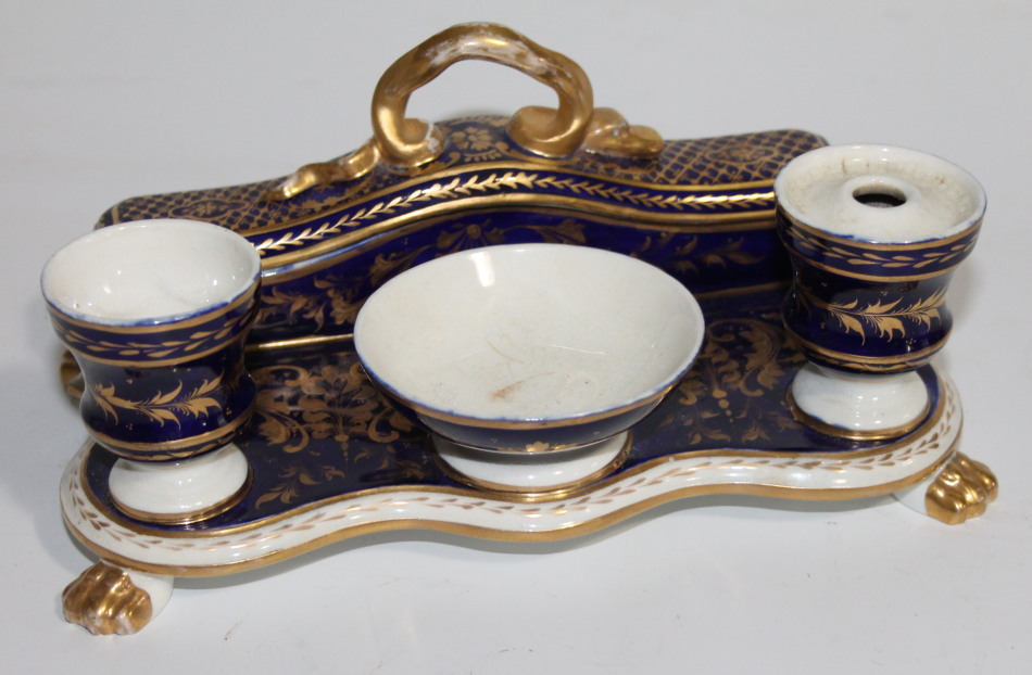 Appraisal: An early thC Crown Derby porcelain desk stand of serpentine