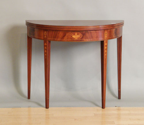 Appraisal: Hepplewhite style inlaid card table h w