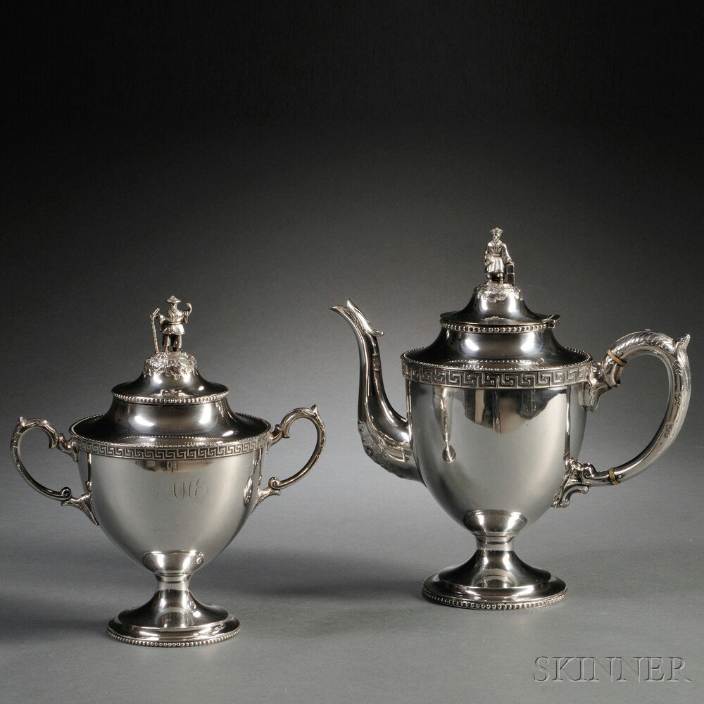 Appraisal: Robert William Wilson Coin Silver Teapot and Covered Sugar Philadelphia