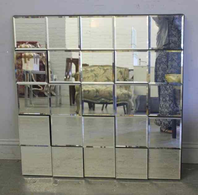 Appraisal: Midcentury Style Mirror with Raised Squares From a New Hyde