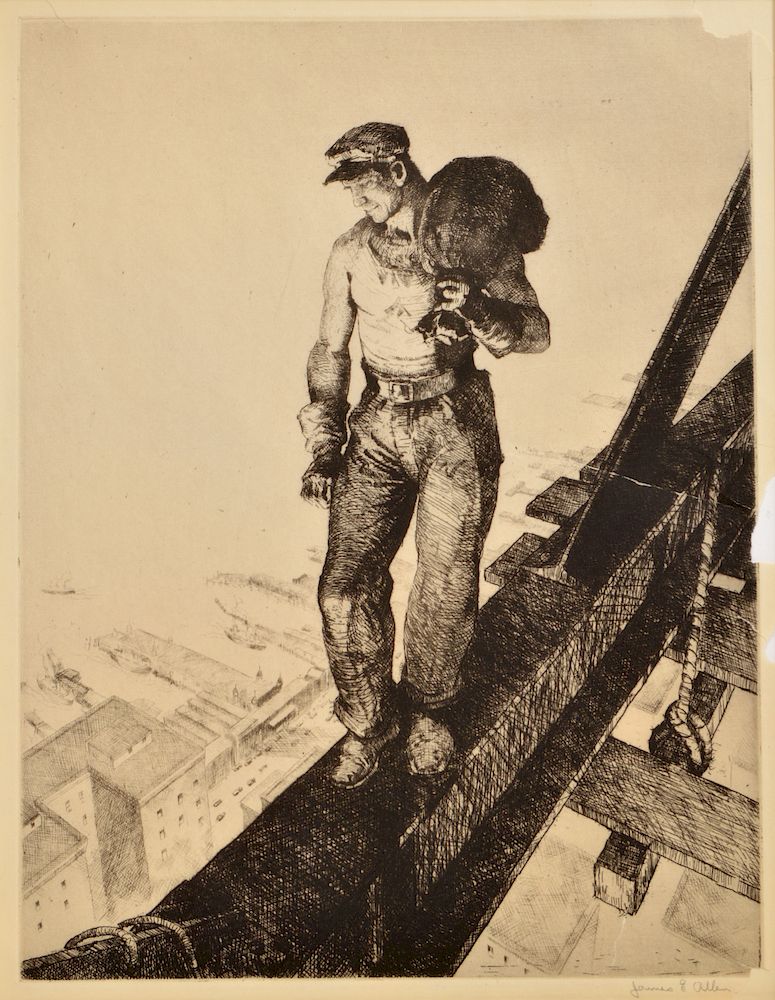 Appraisal: James E Allen Etching 'Spider Boy' James Edward Allen American