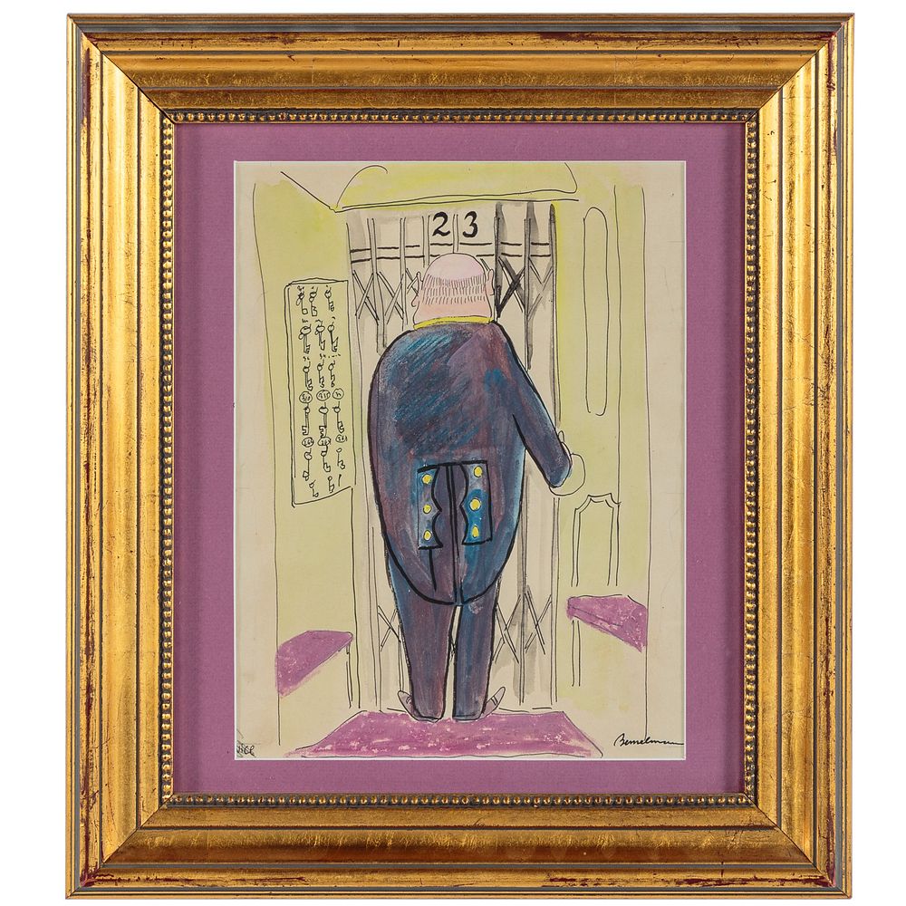 Appraisal: Ludwig Bemelmans Man in an Elevator sketch Austrian American -