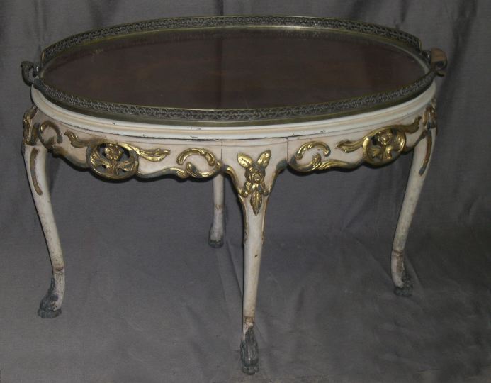 Appraisal: Rococo Revival Polychromed and Parcel-Gilt Tray-Top Coffee Table first quarter