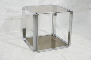 Appraisal: Art Deco style Square Side Table Flat Silvered M Art