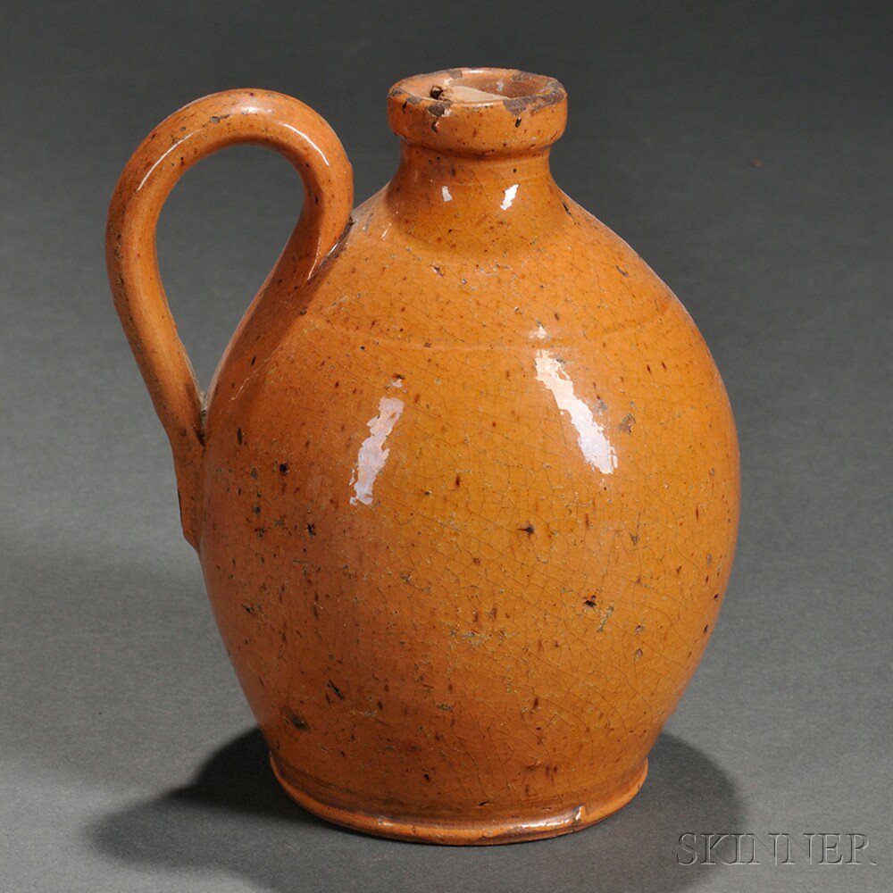 Appraisal: Small Redware Jug New England early th century the ovoid