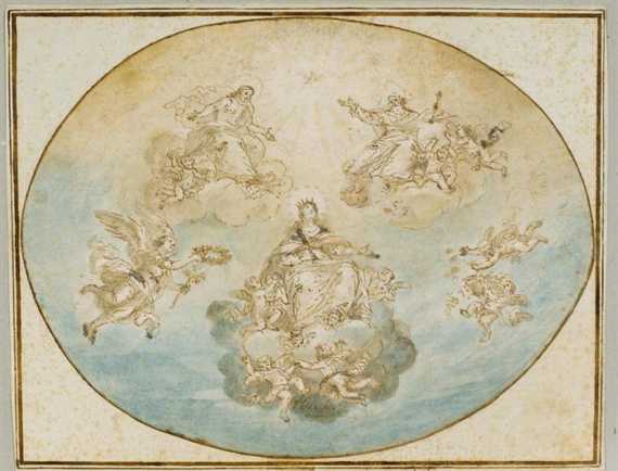 Appraisal: GERMAN TH CENTURY Assumption of Mary Sketch for a ceiling