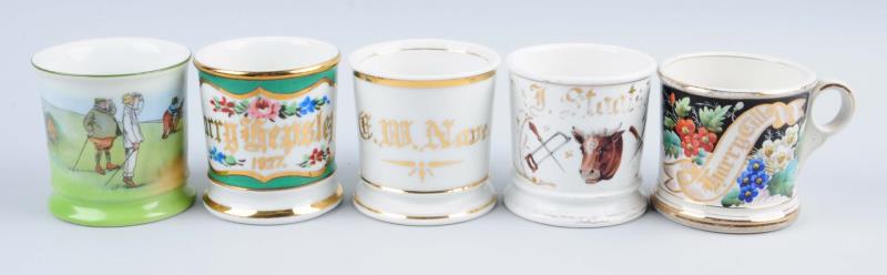 Appraisal: Lot Of Shaving Mugs This lot includes several floral mugs