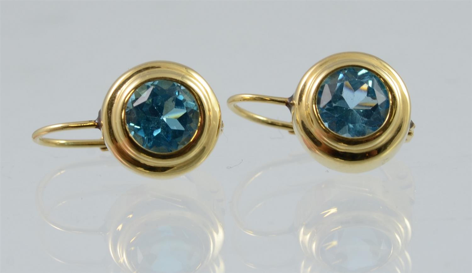 Appraisal: K Yellow Gold and Blue Zircon Earrings dwt