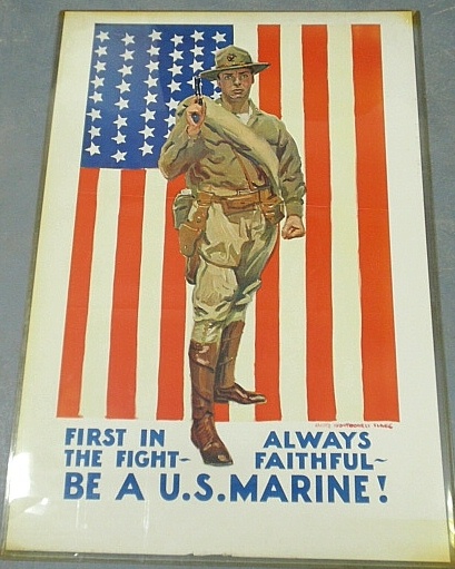 Appraisal: - World War I Marine poster- First In The Fight-