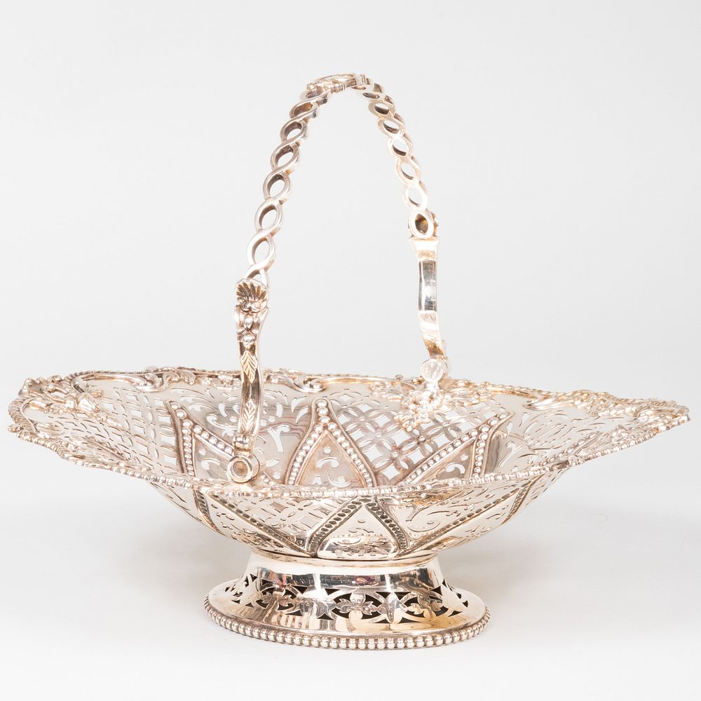 Appraisal: Silver Plate Reticulated Basket with Handle x x in Condition