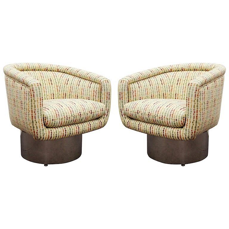 Appraisal: Leon Rosen Pace Mid-Century Swivel Lounge Chairs Pair of Leon