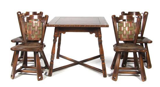 Appraisal: n American Arts and Crafts Dining Suite comprising a table