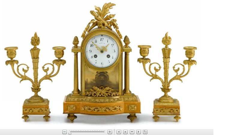 Appraisal: Louis XV style gilt bronze and marble clock garniture early