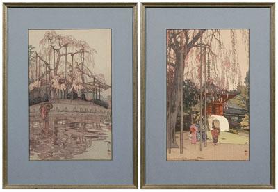 Appraisal: Two Japanese woodblock prints from The Eight Scenes of Cherry