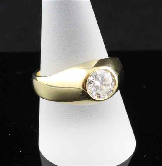 Appraisal: A gentleman's ct gold gypsy set solitaire diamond ring the