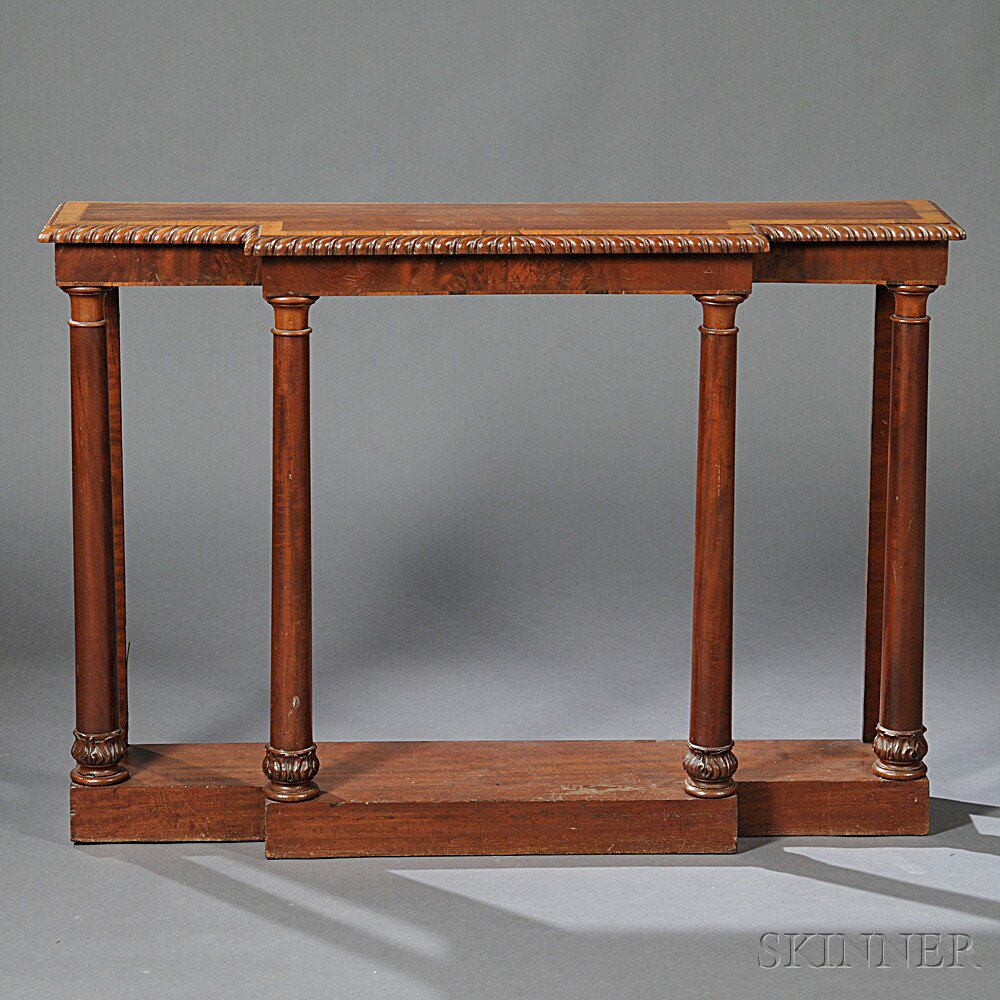 Appraisal: William IV Mahogany Breakfront Console Table mid- th century with