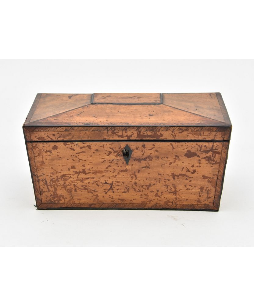 Appraisal: Georgian Satinwood Tea Caddy Georgian satinwood tea caddy h x