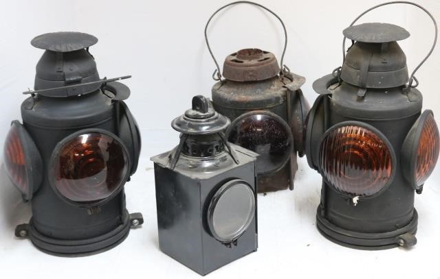 Appraisal: RAILROAD LANTERNS TO INCLUDE HANDLAN SWITCHLANTERNS WITH VARIOUS COLORED LENS