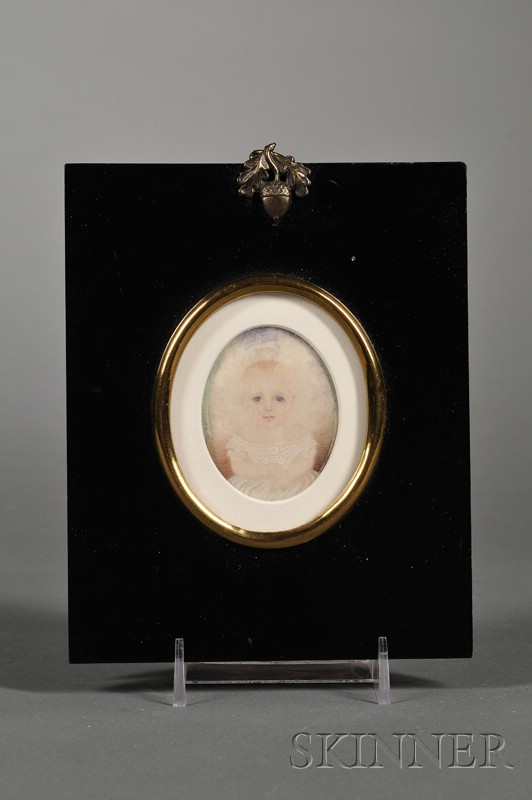 Appraisal: Portrait Miniature of a Baby in a Lacy White Dress