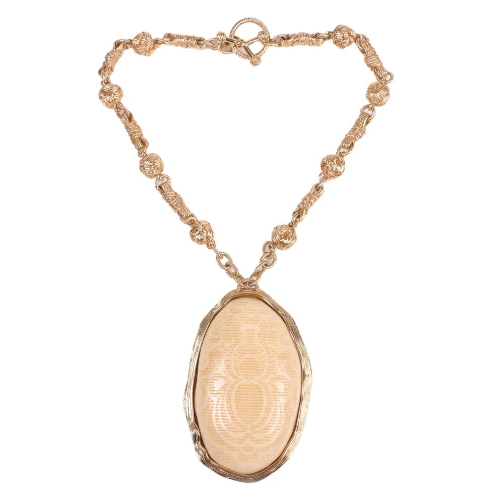 Appraisal: YVES SAINT LAURENT YSL HUGE RUNWAY CREAM COLOR DOMED PENDANT