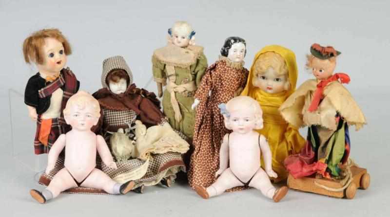 Appraisal: Lot of Miscellaneous Dolls Description All-bisque Hertwig boy with molded