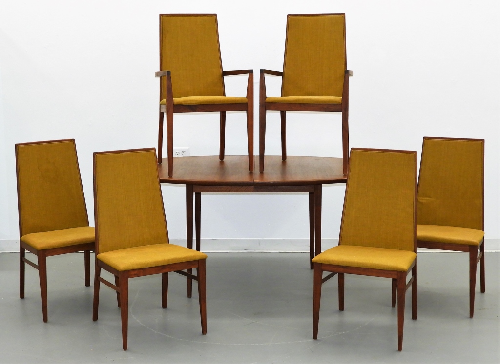 Appraisal: DILLINGHAM MCM MODERN WALNUT DINING ROOM SET United States Circa