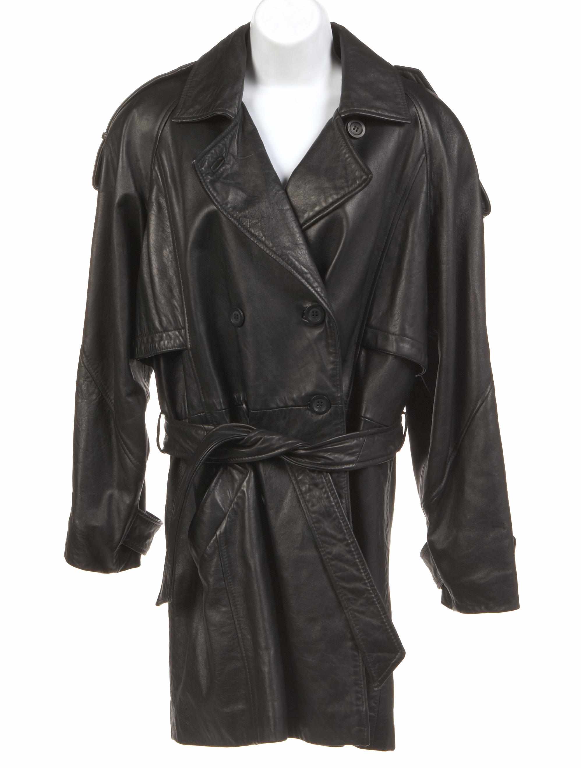 Appraisal: A Saks Fifth Avenue black leather trench coat size S