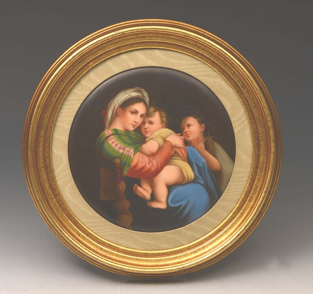 Appraisal: A CONTINENTAL PROBABLY GERMAN CIRCULAR PORCELAIN PAINTED PANEL of the