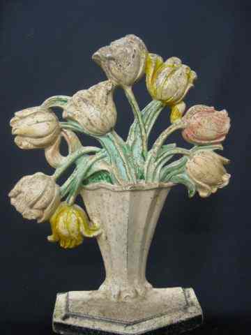 Appraisal: Cast Iron Figural Doorstop of Tulips in avase '' tall