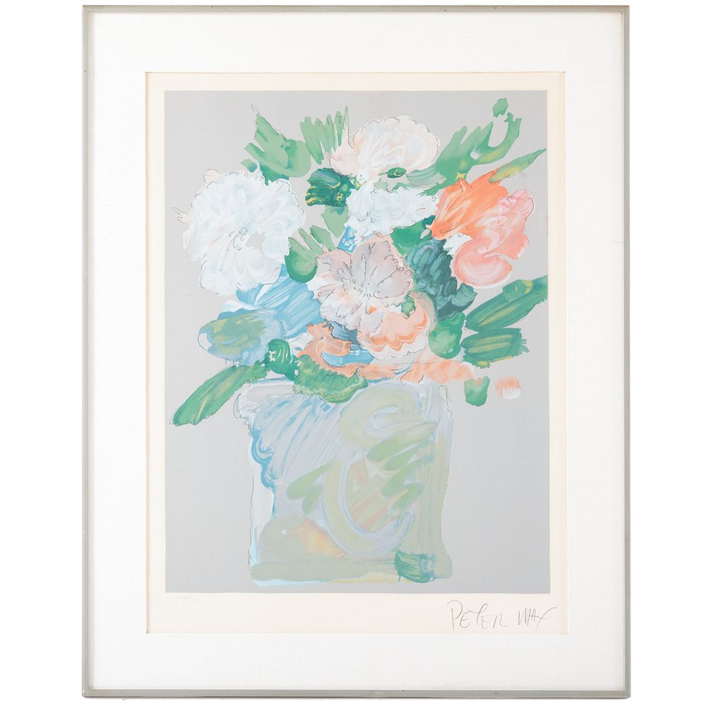 Appraisal: Peter Max Vase Of Flowers German American b Color lithograph