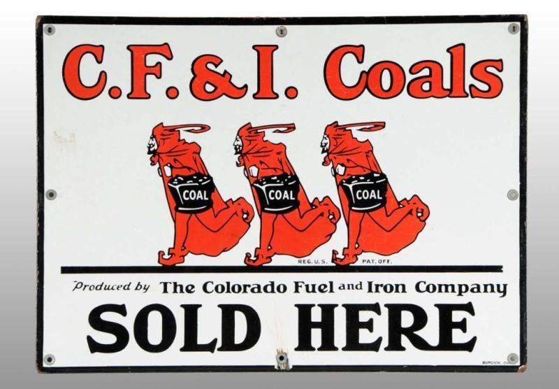 Appraisal: Heavy Porcelain C F I Coals Sign Description s to