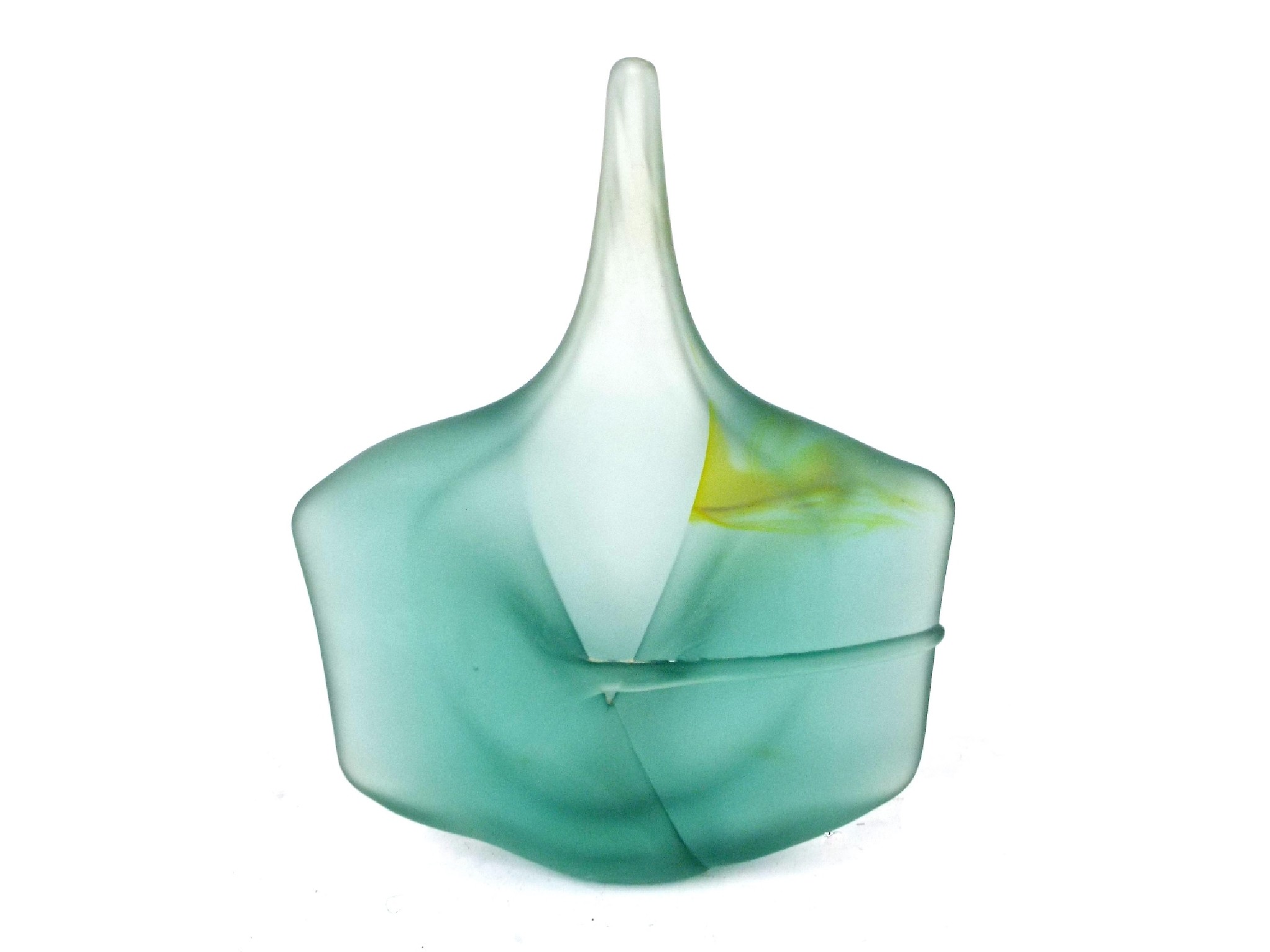 Appraisal: Mdina decorative art glass green frosted mallet vase high