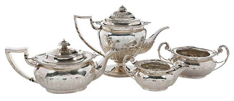 Appraisal: Four Piece George III Silver Tea Service London oval body