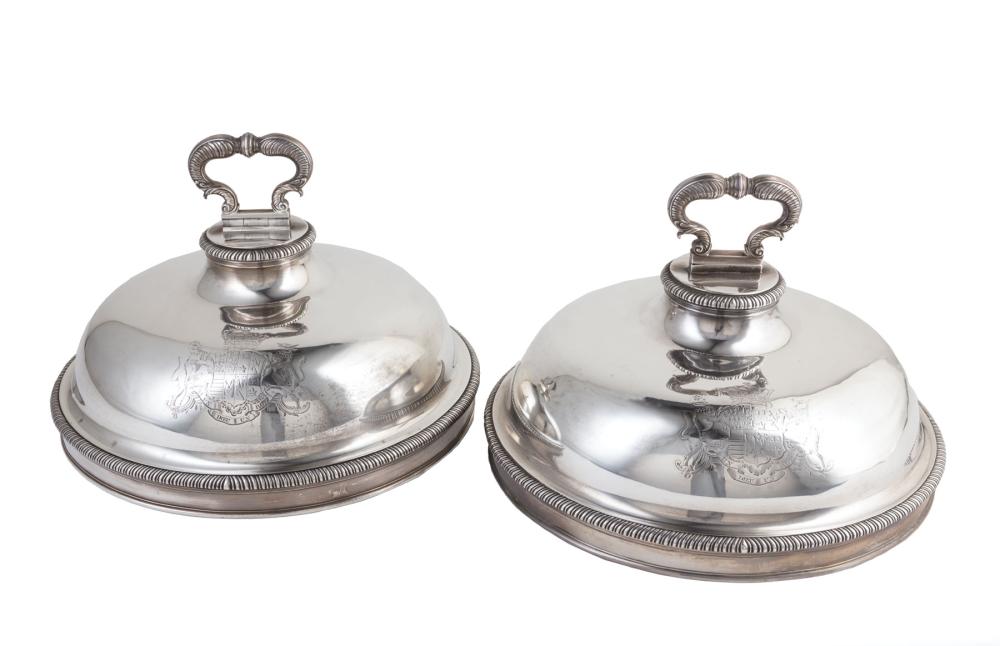 Appraisal: Pair of George II Sterling Silver Dish Covers London maker's