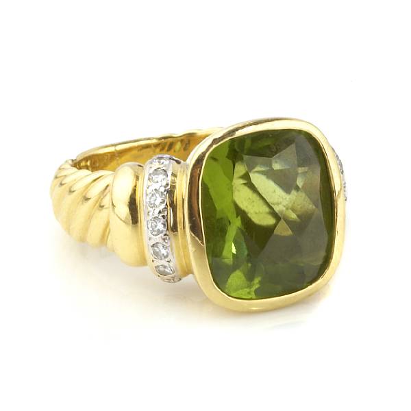 Appraisal: A peridot and diamond ring David Yurman marked D Y