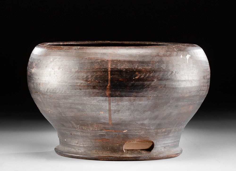 Appraisal: Greek Hellenistic Glazed Pottery Strainer Originally Listed At Greece Hellenistic