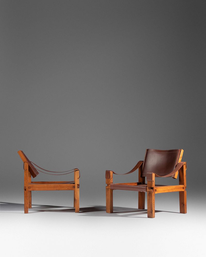 Appraisal: Pierre Chapo French - Pair of Lounge Chairs model S