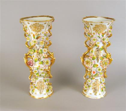 Appraisal: Pair of French porcelain vases late th century Gilt decorated