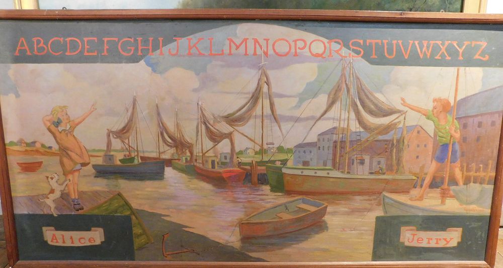 Appraisal: FT VERNON COLEMAN SCHOOL MURAL - HARBOR Circa 's hand