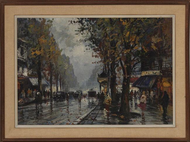 Appraisal: Paris School French mid th century Paris Scene c oil